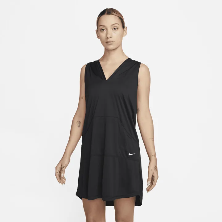 Nike Women's Solid Cover-Up Hooded Dress in Black