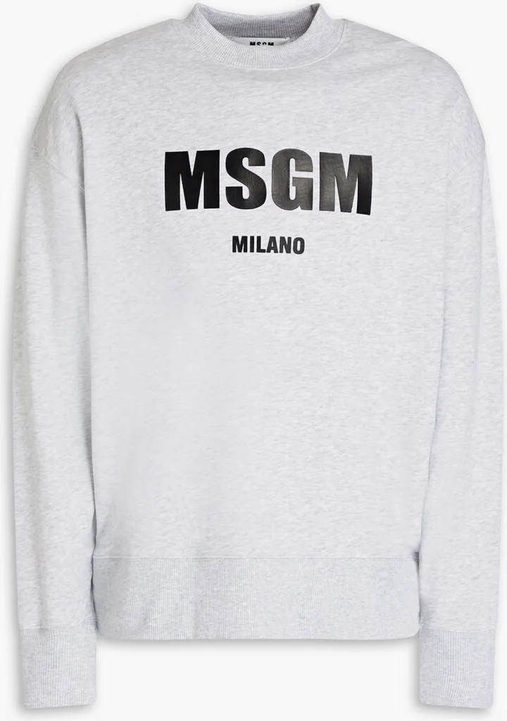 Mélange printed French cotton-terry sweatshirt