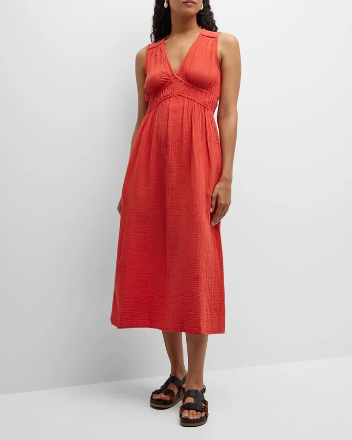 Arwen Sleeveless Cotton Gauze Empire Midi Dress