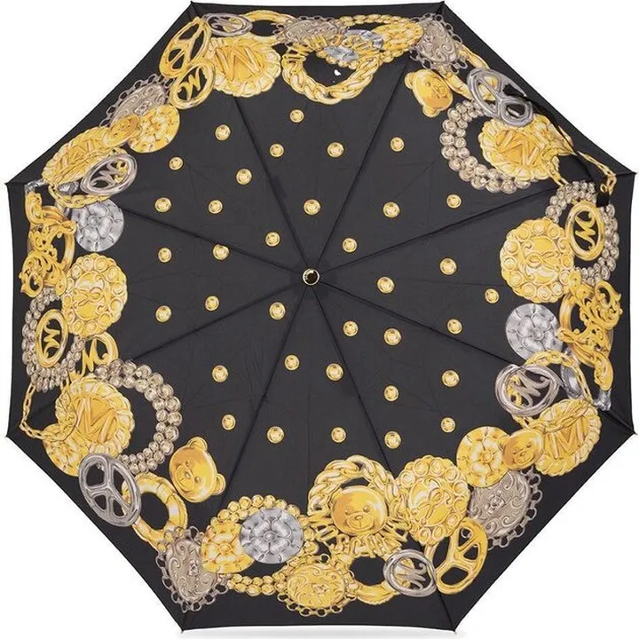 Moschino Logo-Printed Panelled Folded Umbrella