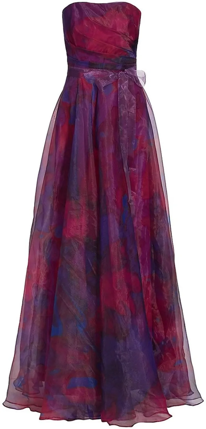 Strapless Draped Chiffon Gown