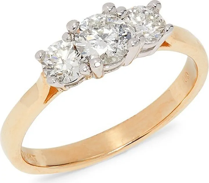 14K White & Yellow Gold 1 TCW Diamond Engagement Ring