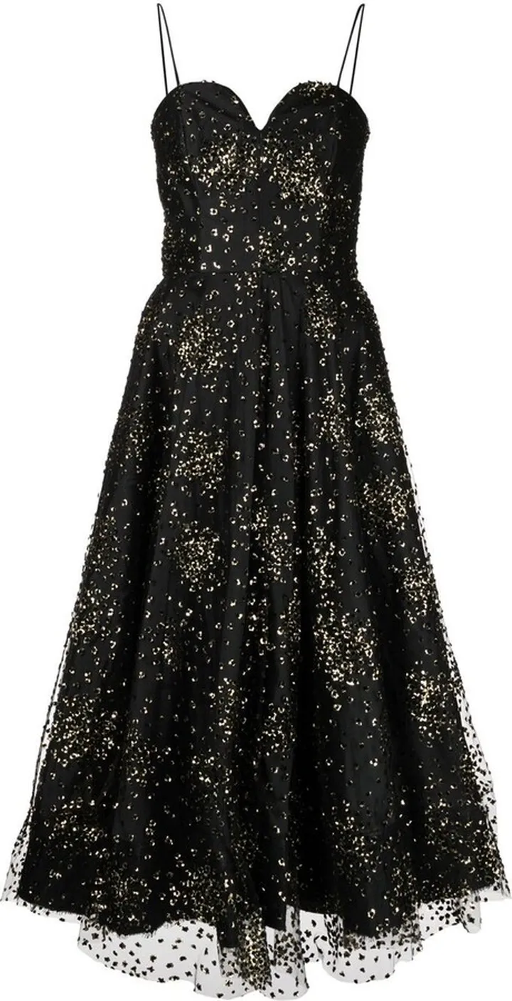 Sequin-Embellished Midi Dress