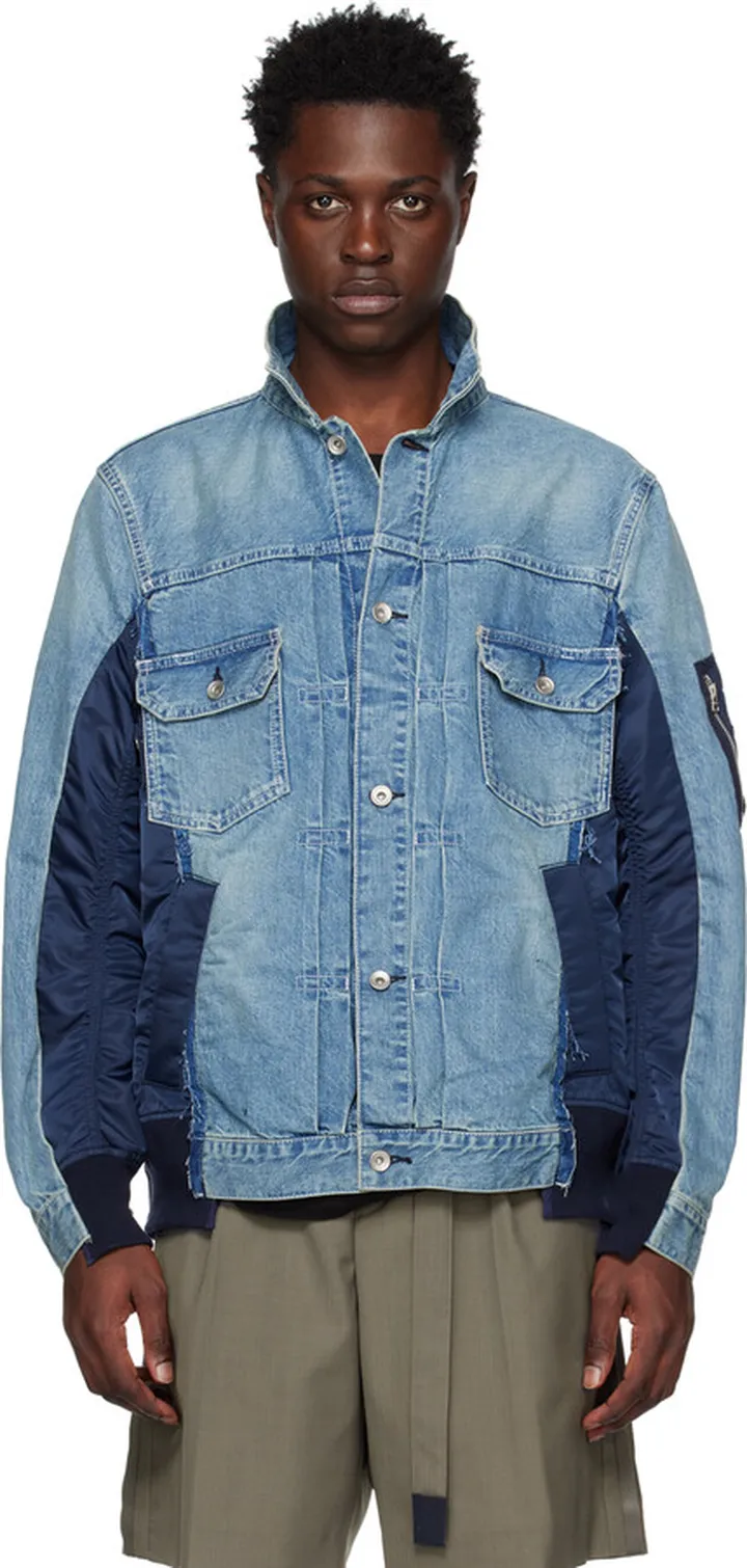 sacai Blue Paneled Denim Jacket