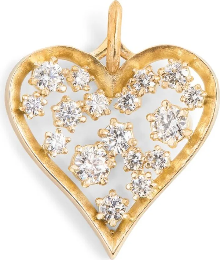 Jade Trau Yellow Gold And Diamond Margot Heart Charm