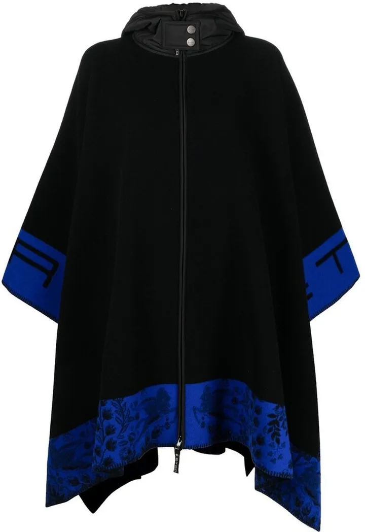 Logo-Jacquard Virgin Wool Cape