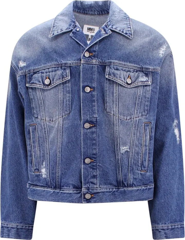 MM6 Maison Margiela Ripped Effect Denim Jacket