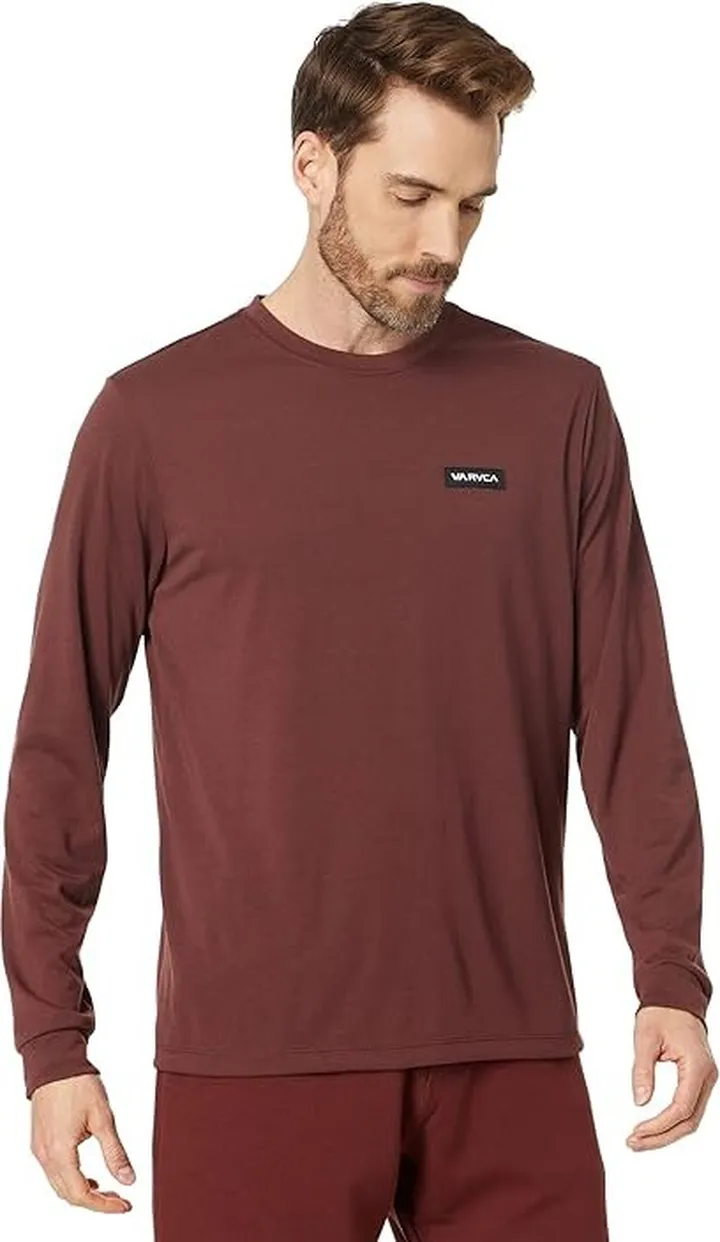 RVCA Icon Long Sleeve Tee (Mahogany) Men's Clothing