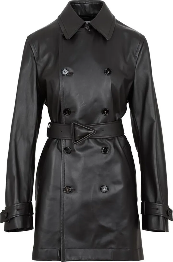 Bottega Veneta Triangle Buckled Leather Trench Coat