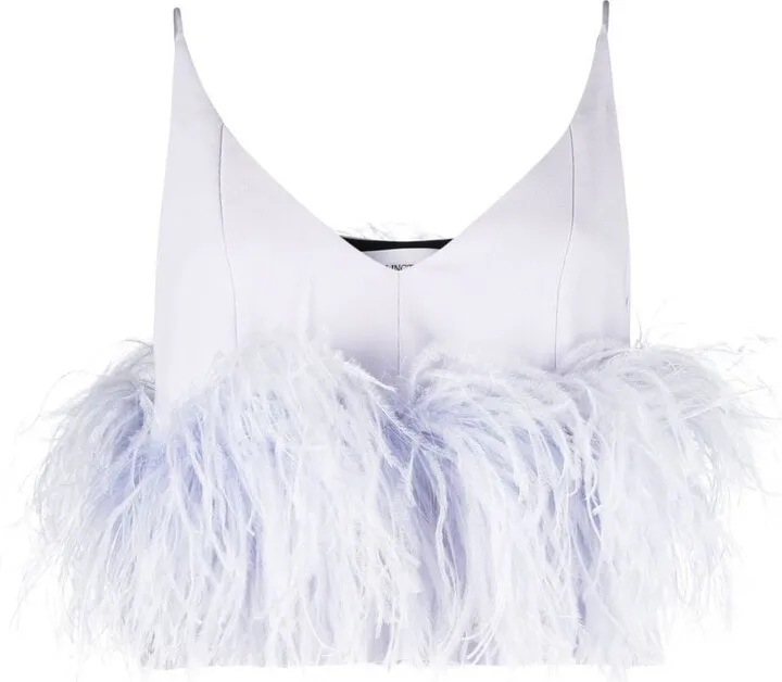 Poppy cropped feather-trim camisole