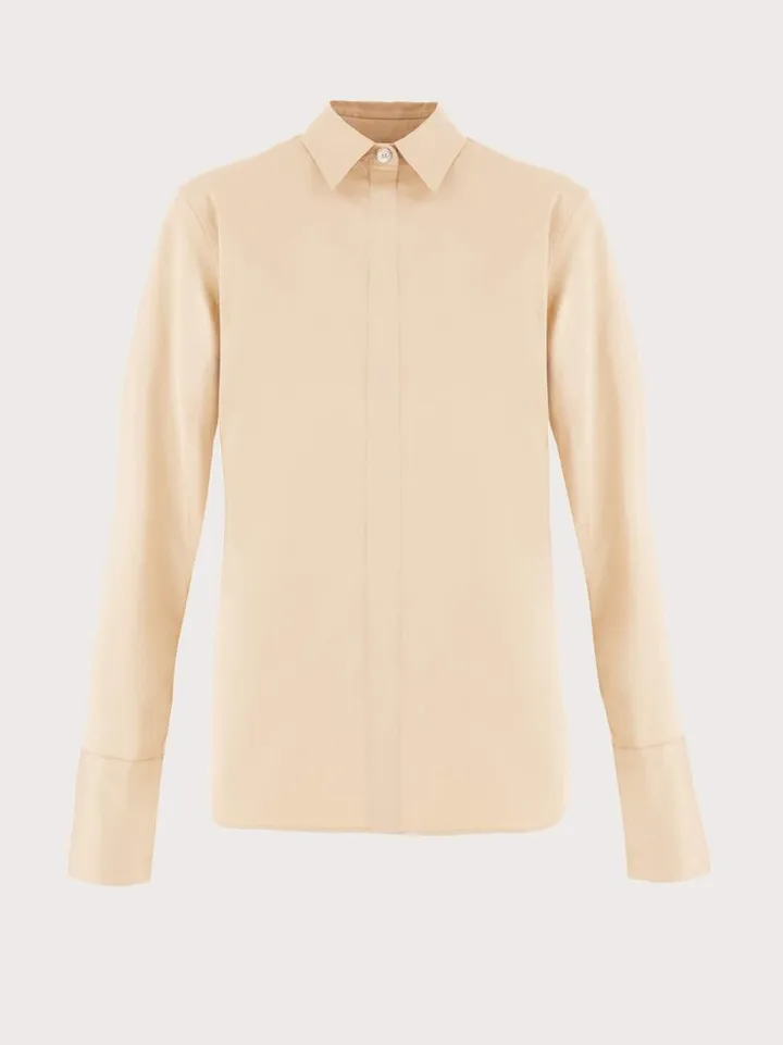 Ferragamo Men Cotton stretch shirt Beige