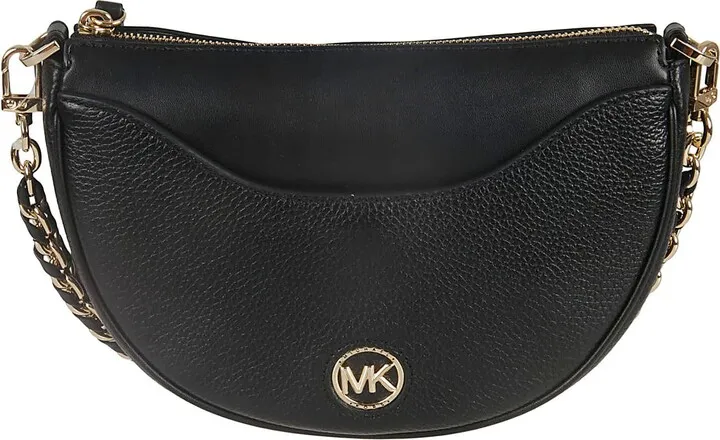 Top Zip Logo Plaque Chain Shoulder Bag