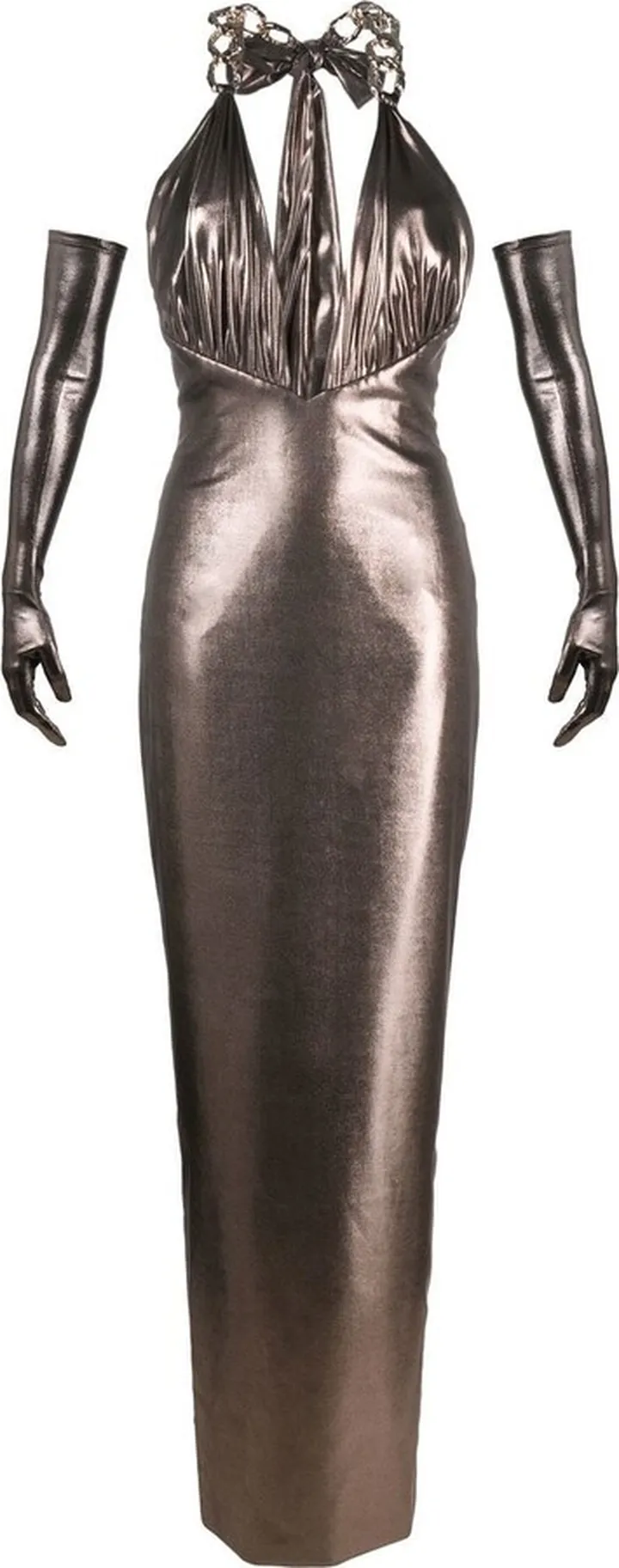 Metallic-Effect Sleeveless Maxi Dress