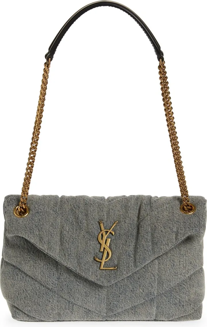 Small Lou Denim Puffer Shoulder Bag