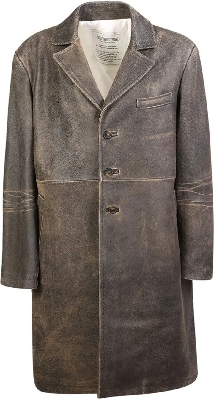Diesel Vintage-Finish Buttoned Leather Coat
