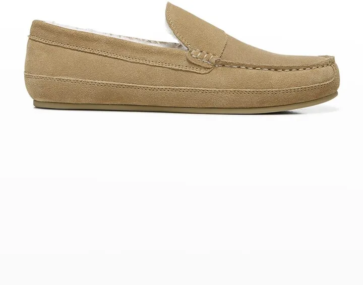 Men's Gibson Shearling-Lined Leather Moccasin Slippers