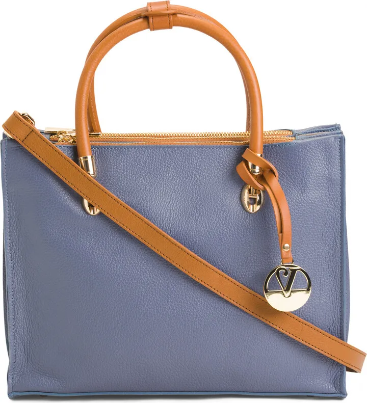 Made In Italy Triple Entry Leather Satchel