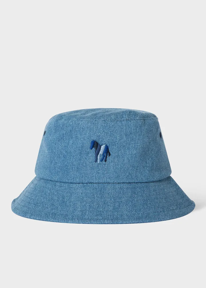 Denim Blue 'Broad Stripe Zebra' Bucket Hat