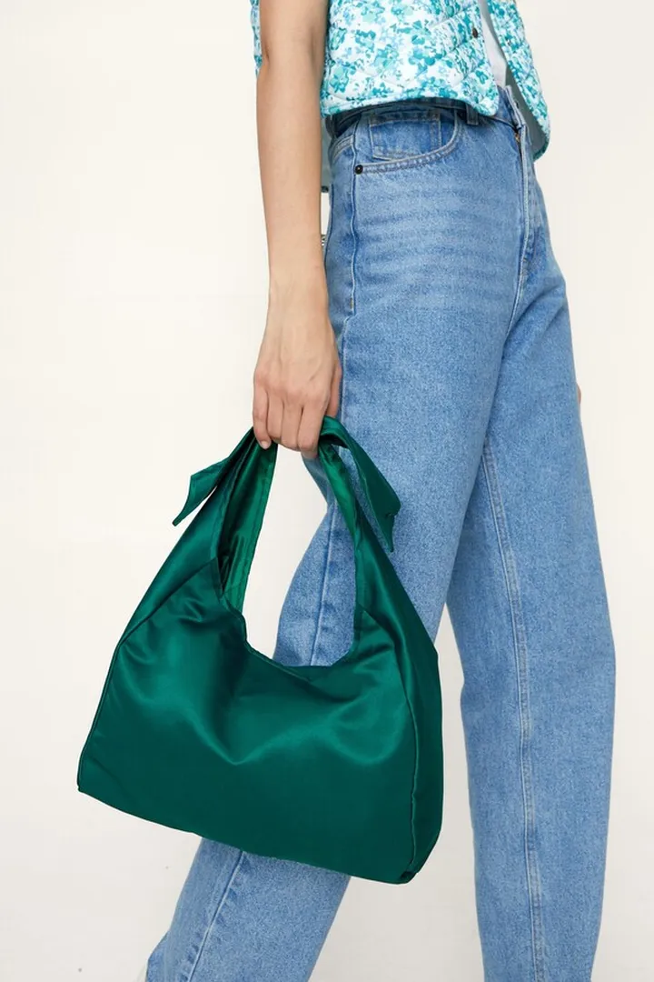 Nasty Gal Womens Bow Tie Satin Shoulder Bag