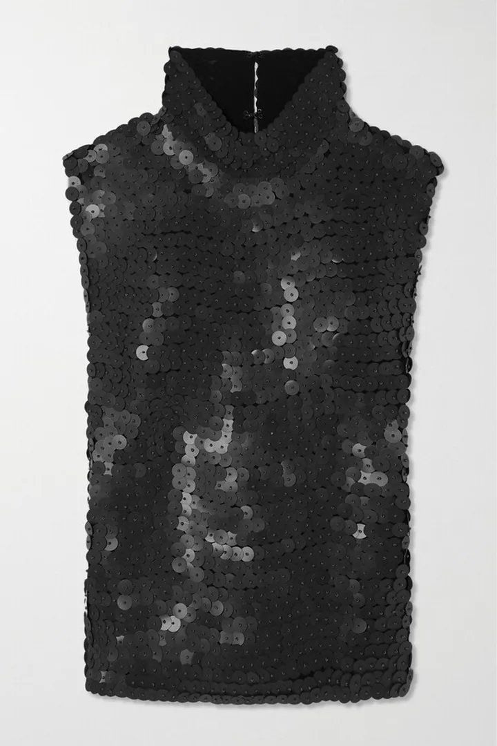 Dries Van Noten - Sequined Knitted Turtleneck Top - Black
