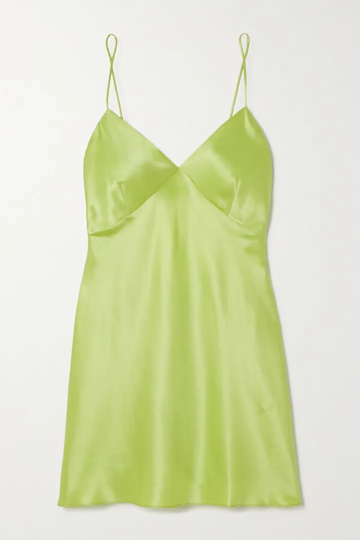 Olivia von Halle - Xena Silk-satin Chemise - Green
