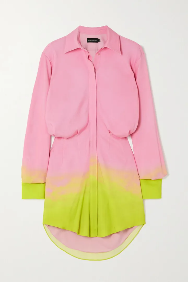 Brandon Maxwell - Two-tone Crepe Mini Shirt Dress - Pink