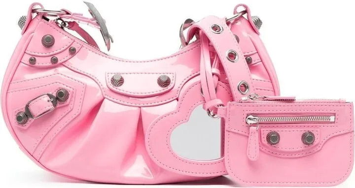 Pink Le Cagole Patent Leather Shoulder Bag