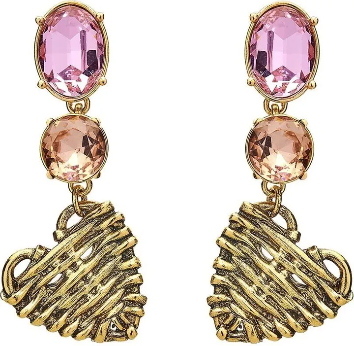 Heart-Charm Dangle Earrings