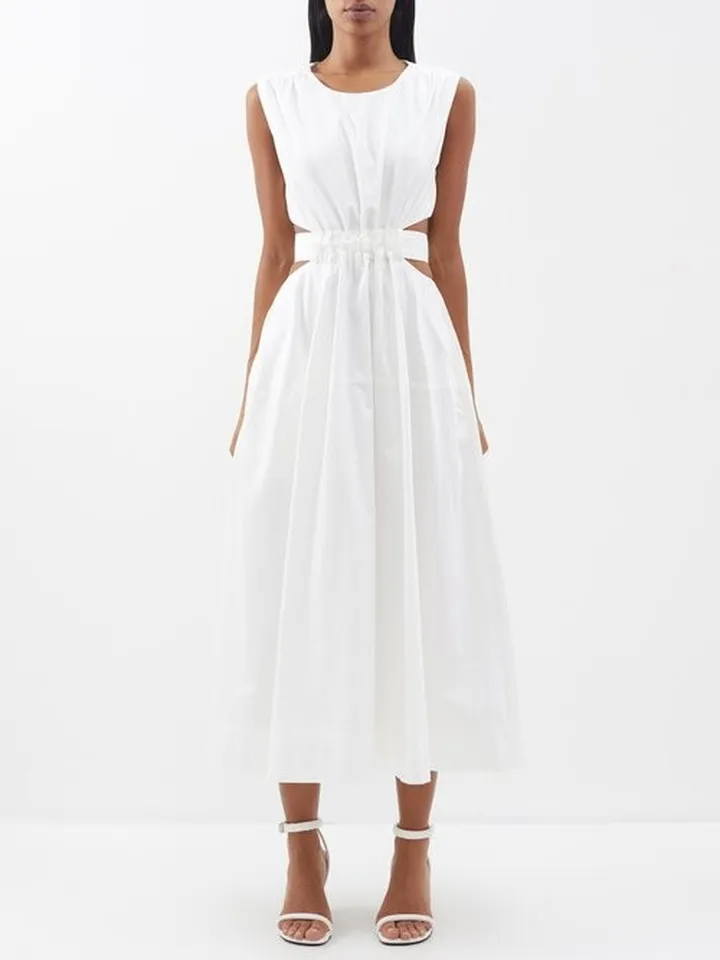 Zorina Cut-out Cotton-poplin Midi Dress