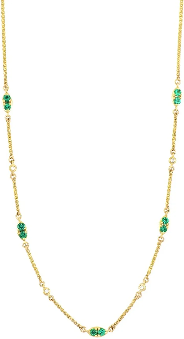 El Mar Diamond & Emerald Station Necklace