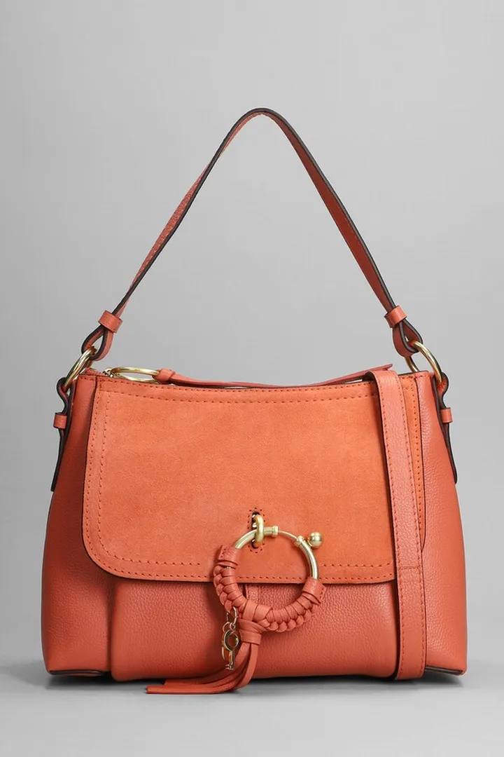Joan Shoulder Bag In Red Suede And Leather
