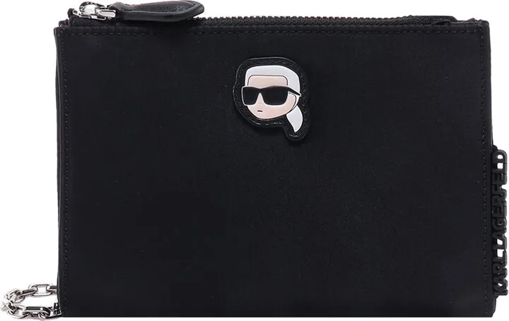 Recycled nylon shoulder bag with iconic frontal Karl