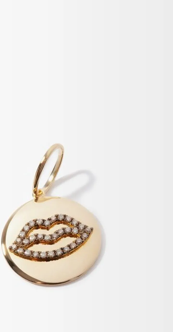 Lips Diamond & 18kt Gold Charm