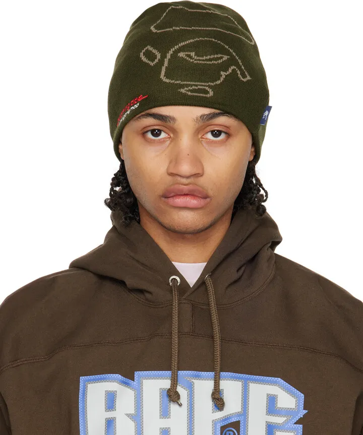 BAPE Khaki Ape Face Beanie