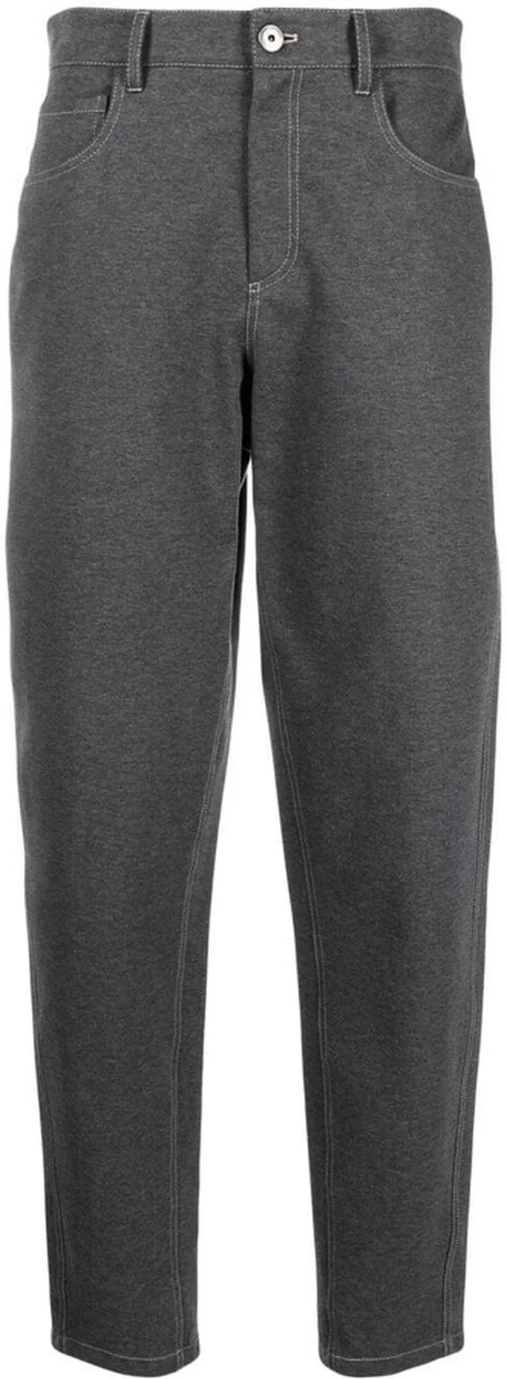 High-Waist Stretch-Cotton Trousers