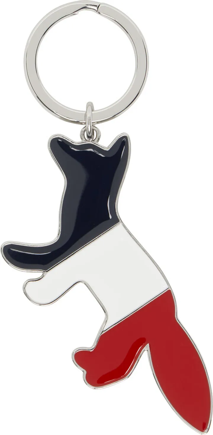 Maison Kitsuné Silver Tricolor Fox Keychain