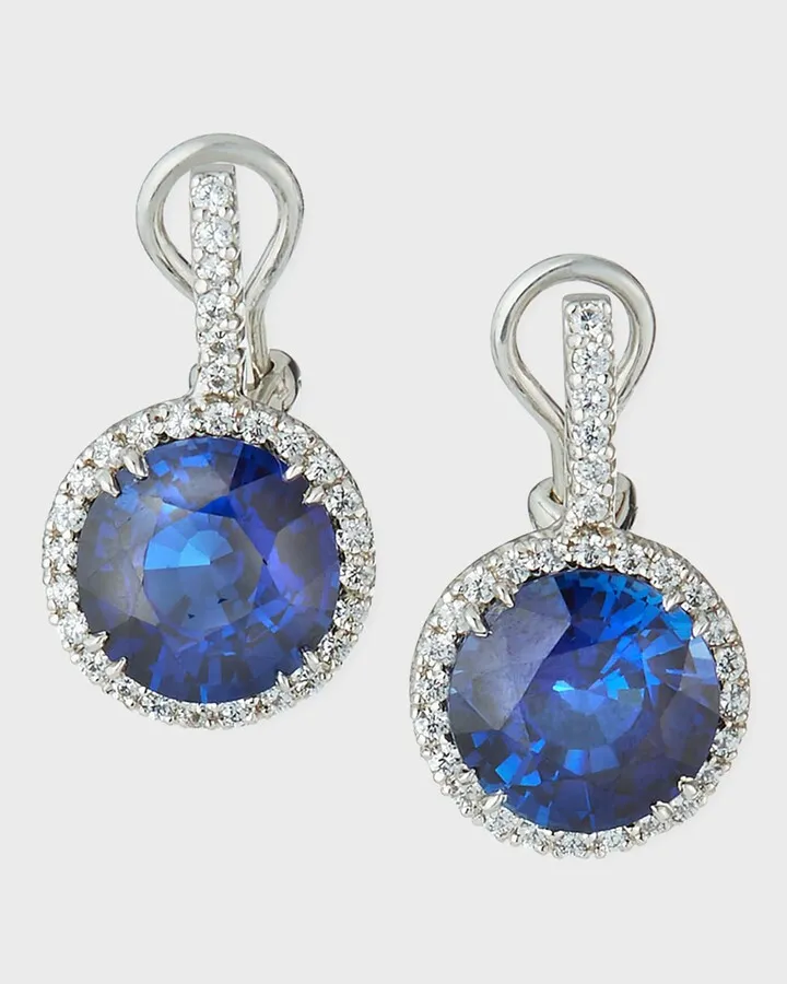 Pave-Set Synthetic Sapphire Drop Earrings