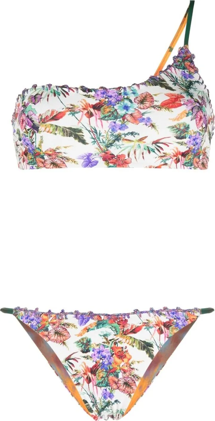 Floral-Print One-Shoulder Bikini Set