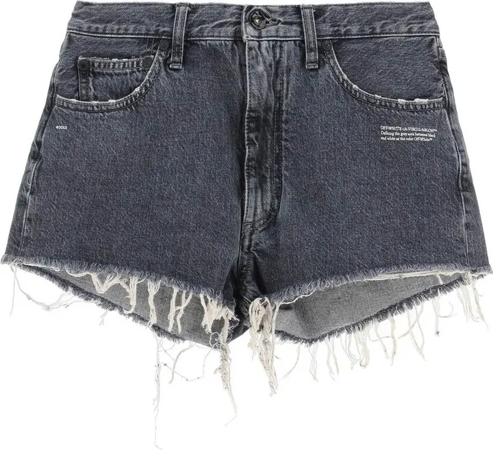 Off-White Frayed Edge Denim Shorts