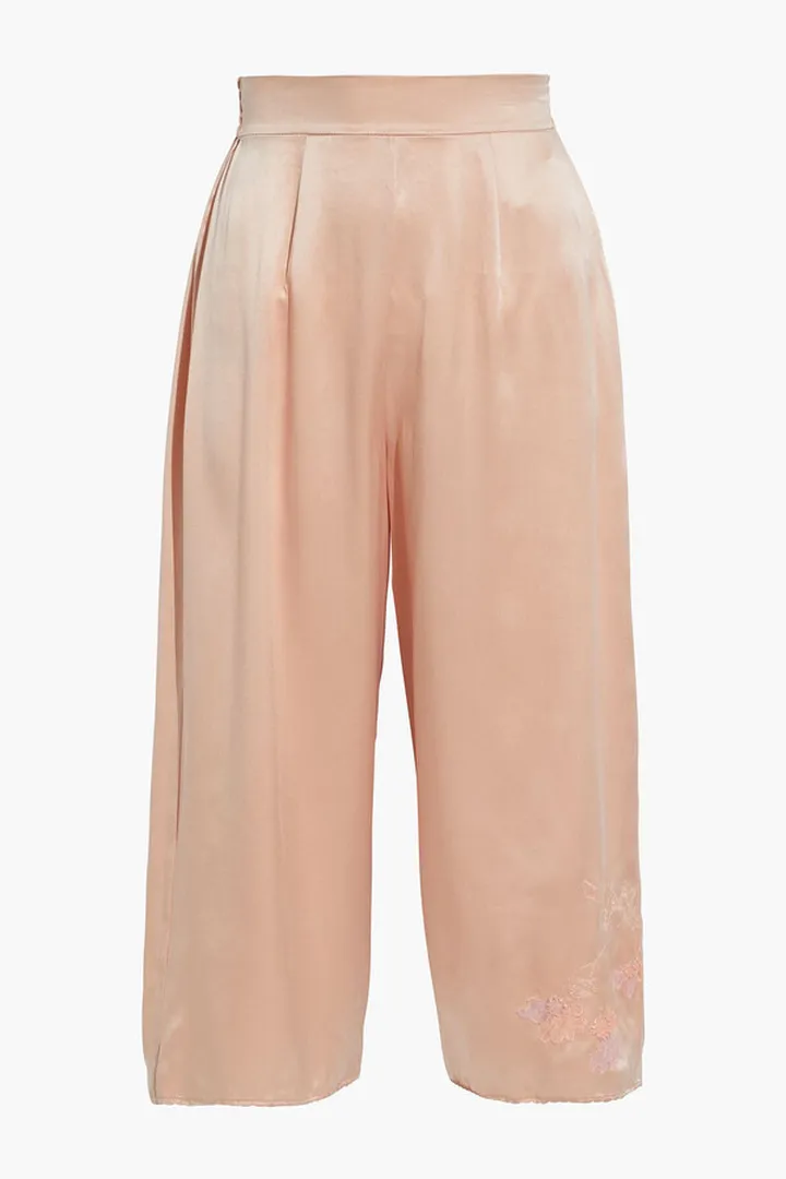 Edenn cropped embroidered silk-satin pajama pants