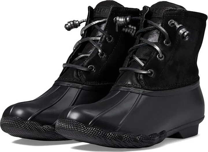 Sperry Saltwater Shimmer Leather (Black) Women's Boots