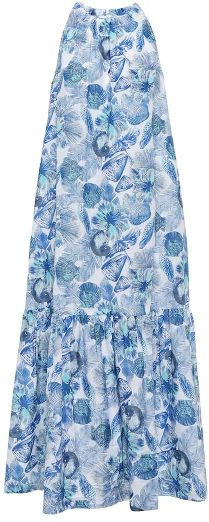Printed cotton and silk maxi dress