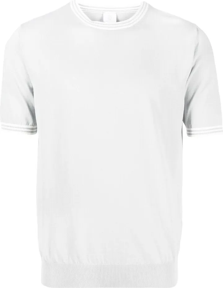 stripe-trim fine knit T-shirt