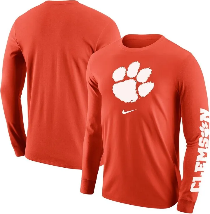 Men's Orange Clemson Tigers Team Lockup 2-Hit Long Sleeve T-shirt