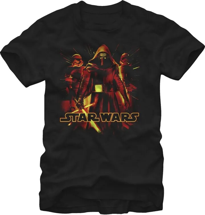 Men's Star Wars The Force Awakens Kylo Ren and Stormtroopers T-Shirt - Black - Small