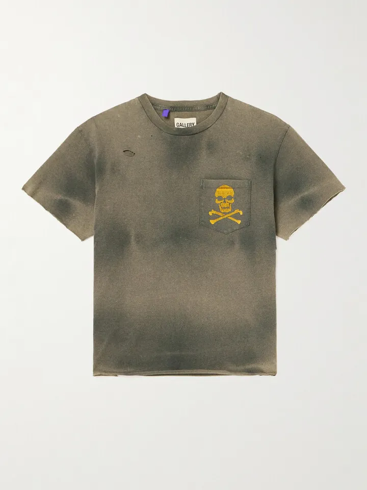 Distressed Logo-Print Cotton-Jersey T-Shirt