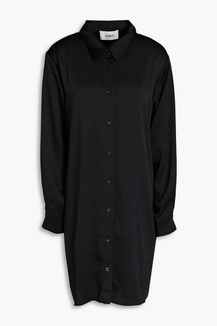 Satin-crepe mini shirt dress