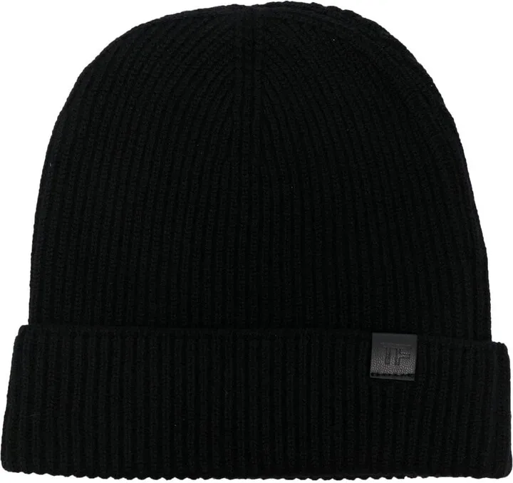 Logo-Patch Ribbed-Knit Beanie