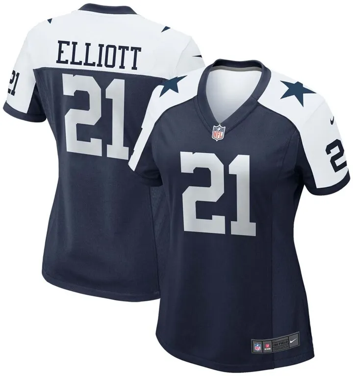 Women's Ezekiel Elliott Navy Dallas Cowboys Alternate Game Team Jersey