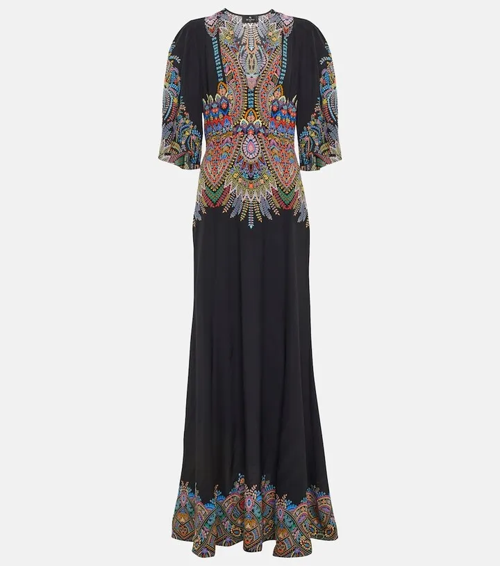 Printed silk maxi dress